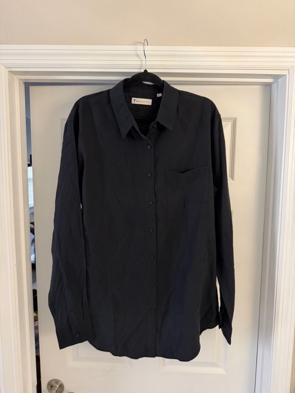 NWT American Tall Black Button-Up Shirt - Classic Collared Long Sleeve